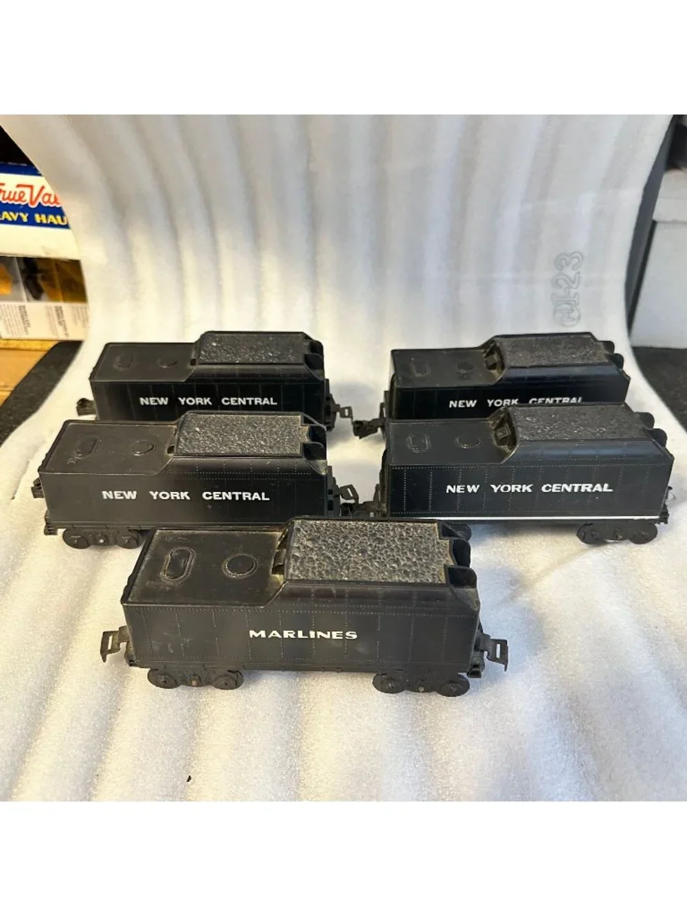 Lot of five Vintage Marx Toy Plastic Tenders New York Central Marlines